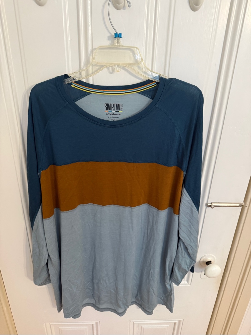 Smartwool Colorblock Long Sleeve Mountain Bike Jersey - Teal Blue & Rust
